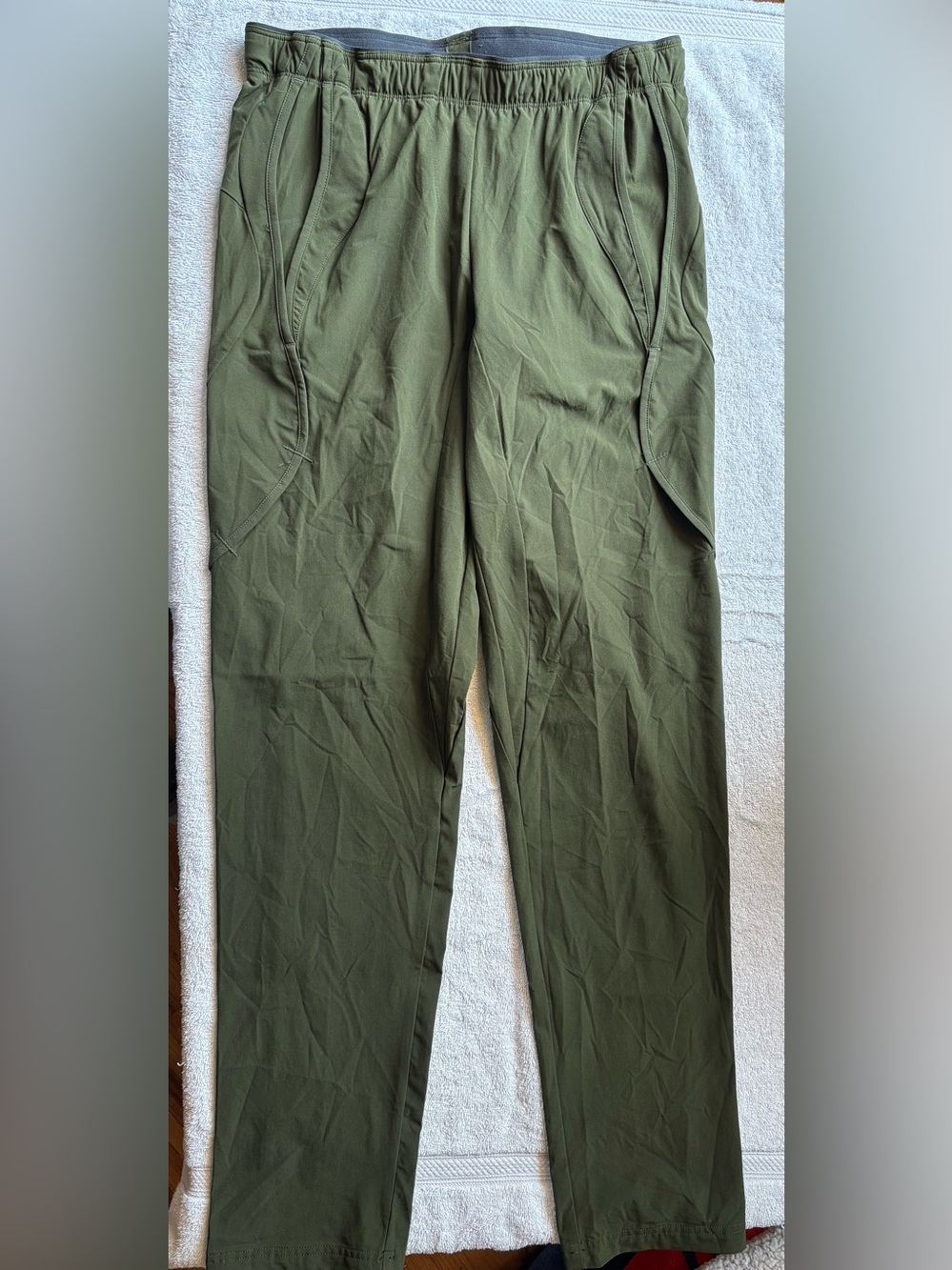 Paskho Olive Green Casual Elastic-Waist Chinos